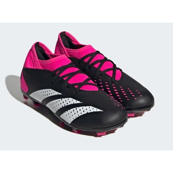 Adidas Predator Accuracy.3 FG J Soccer Cleats Blk/Wht/Pnk Size 4.5 - Picture 2 of 9